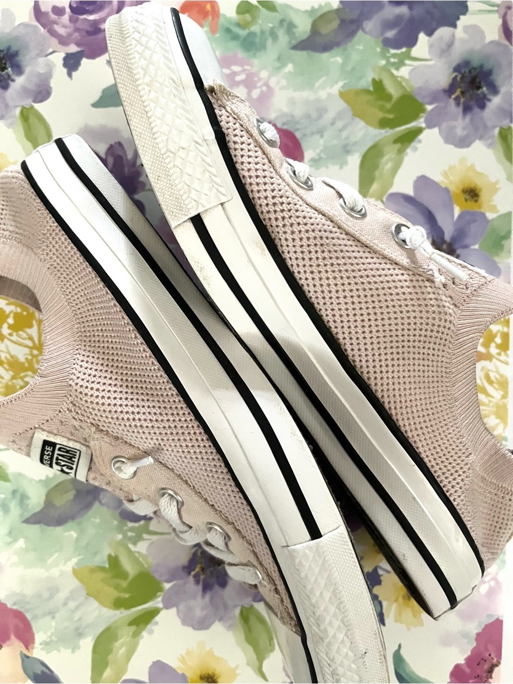 Converse Knit Low Top Sneakers - Light Pink and White - Picture 2 of 6